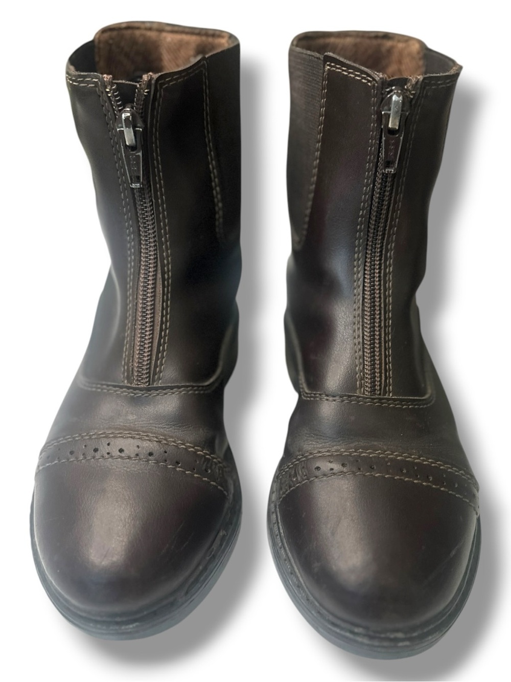 TuffRider Children's Starter Front Zip Paddock Boots - Brown Riding Boots SZ 3